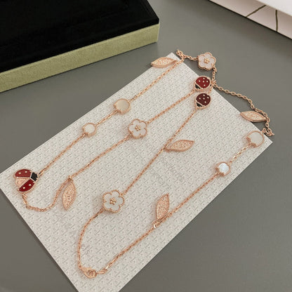 [Luxora]LUCKY SPRING 15 MOTIFS ROSE GOLD NECKLACE
