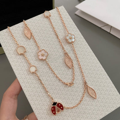 [Luxora]LUCKY SPRING 15 MOTIFS ROSE GOLD NECKLACE
