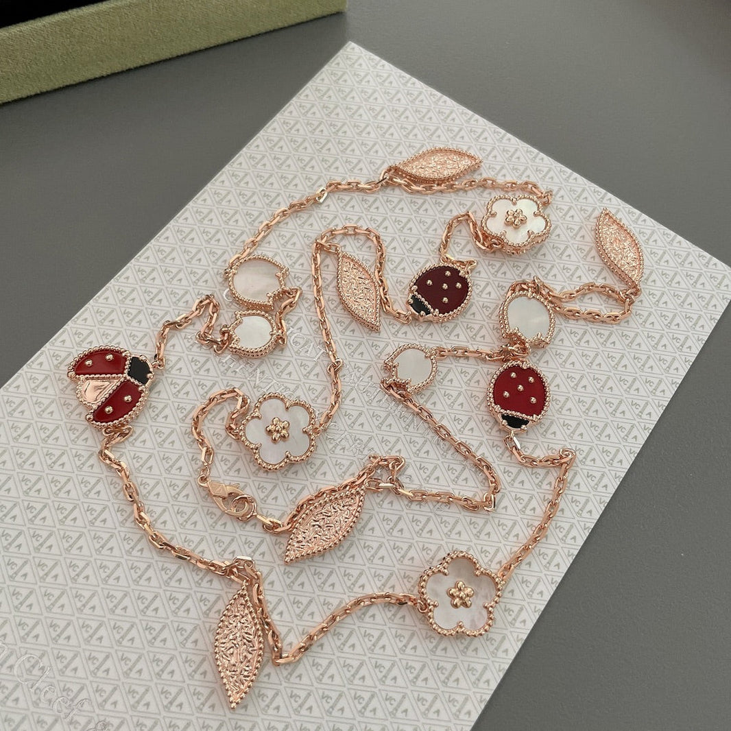 [Luxora]LUCKY SPRING 15 MOTIFS ROSE GOLD NECKLACE
