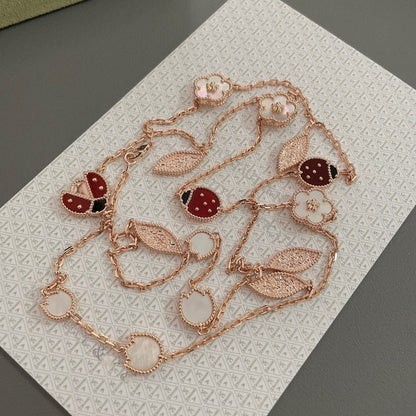[Luxora]LUCKY SPRING 15 MOTIFS ROSE GOLD NECKLACE