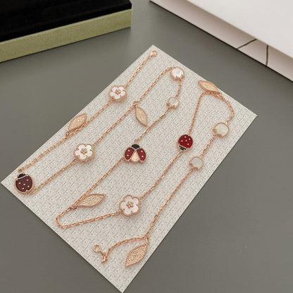 [Luxora]LUCKY SPRING 15 MOTIFS ROSE GOLD NECKLACE