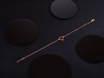 [Luxora]HEART CARNELIAN PINK GOLD BRACELET