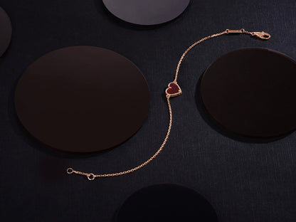 [Luxora]HEART CARNELIAN PINK GOLD BRACELET