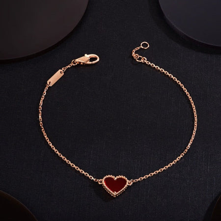 [Luxora]HEART CARNELIAN PINK GOLD BRACELET