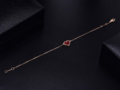 [Luxora]HEART CARNELIAN PINK GOLD BRACELET