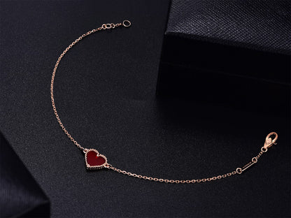 [Luxora]HEART CARNELIAN PINK GOLD BRACELET