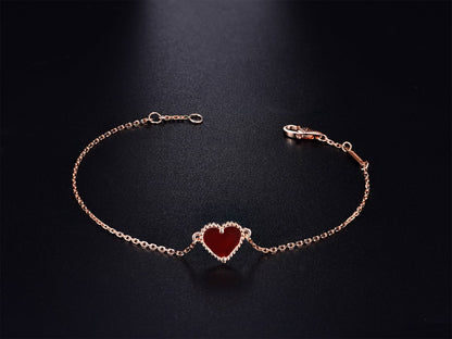 [Luxora]HEART CARNELIAN PINK GOLD BRACELET