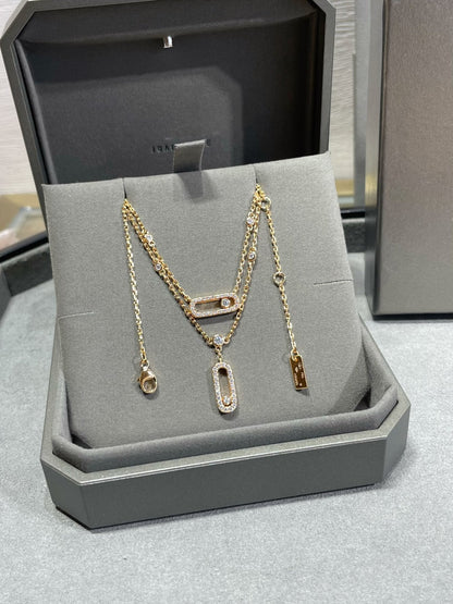 [LUXE]MOVE 2 ROW DIAMOND NECKLACE