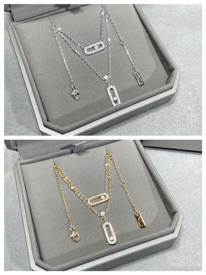 [LUXE]MOVE 2 ROW DIAMOND NECKLACE