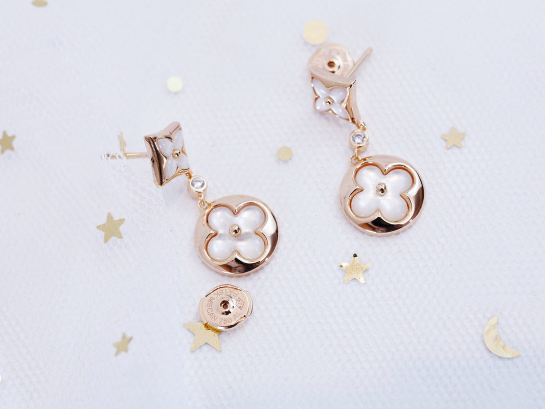 [Luxora]STAR AND SUN PINK GOLD MOP DROP EARRINGS