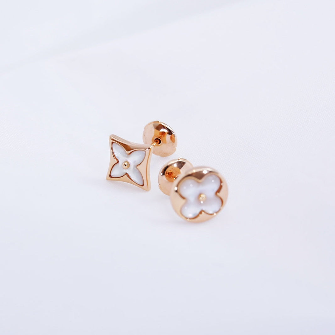 [Luxora]STAR AND SUN PINK GOLD MOP STUD EARRINGS