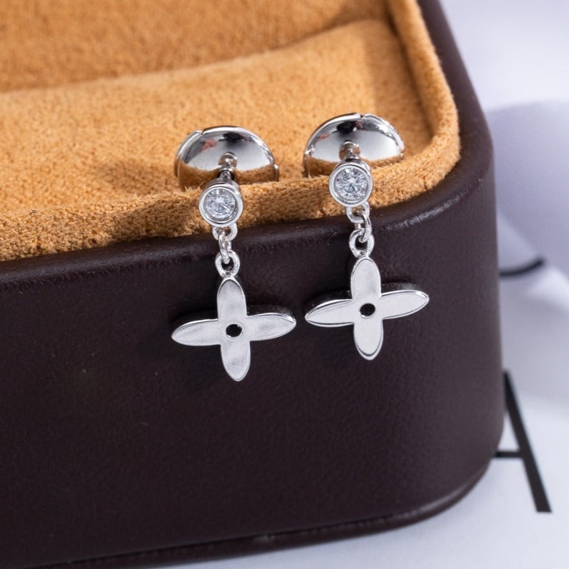 [Luxora]VIDYLLE SILVER DIAMOND MINI DROP EARRINGS