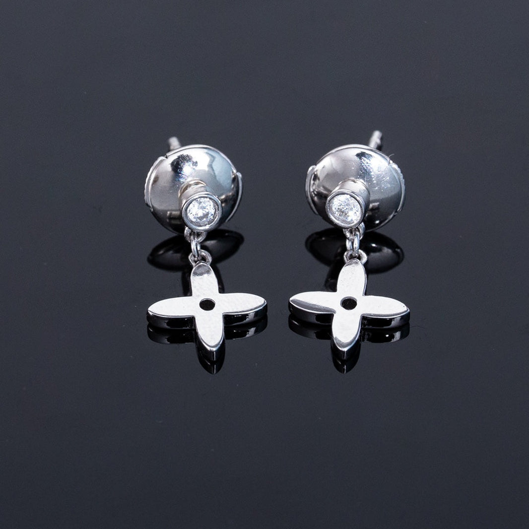[Luxora]VIDYLLE SILVER DIAMOND MINI DROP EARRINGS