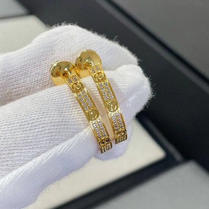 [Luxora]LOVE EARRINGS 3.6MM DIAMOND PAVED