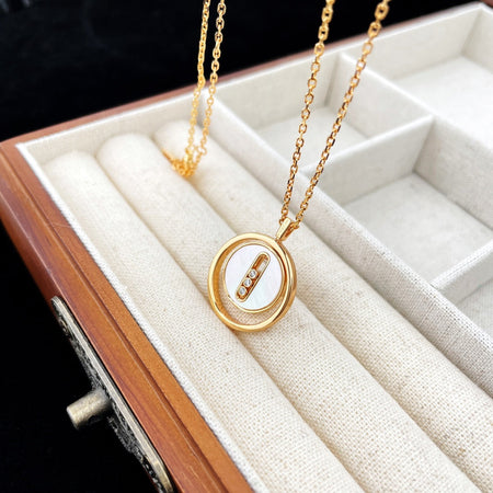 [LUXE]LUCKY MOVE MOP PINK GOLD NECKLACE