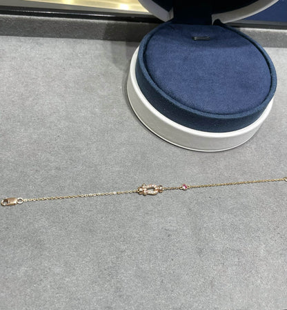 [Luxora]FORCE 10 DIAMOND CHAIN LINK PINK GOLD BRACELET
