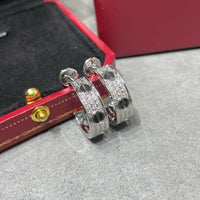[Luxora]LOVE CERAMIC DIAMOND PAVED SILVER EARRINGS