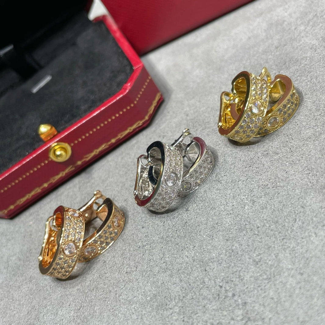 [Luxora]LOVE 5.5MM DIAMOND PAVED EARRINGS