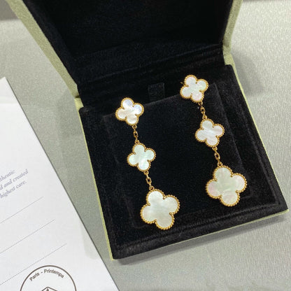 [Luxora]CLOVER MOP 3 MOTIFS GOLD EARRINGS