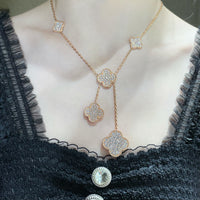 [Luxora]CLOVER 6 MOTIF DIAMOND PAVED NECKLACE