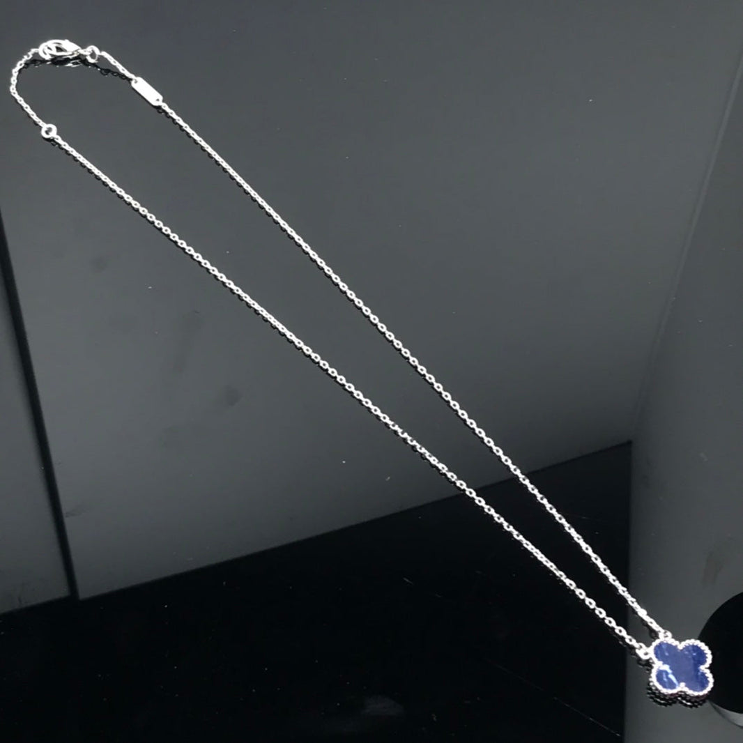 [Luxora]CLOVER PIETERSITE SILVER LONG NECKLACE
