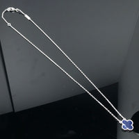 [Luxora]CLOVER PIETERSITE SILVER LONG NECKLACE