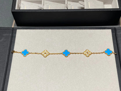 [Luxora] CLOVER 5 MOTIF BLUE AGATE BRACELET COLLECTION