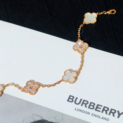 [Luxora]CLOVER WHITE PEARL MOP 5 MOTIF BRACELET COLLECTION