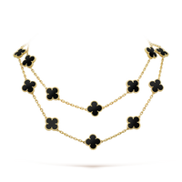 [Luxora]CLOVER 20 MOTIFS ONYX NECKLACE