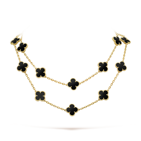 [Luxora]CLOVER 20 MOTIFS ONYX NECKLACE