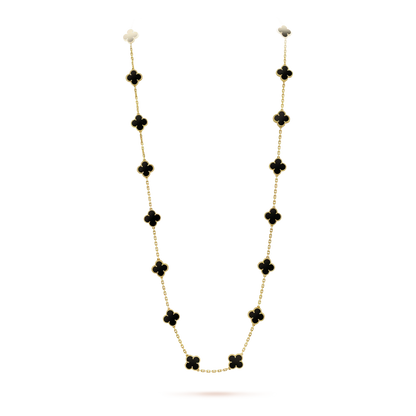 [Luxora]CLOVER 20 MOTIFS ONYX NECKLACE