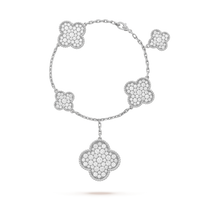 [Luxora]CLOVER 6 MOTIFS SILVER DIAMOND BRACELET