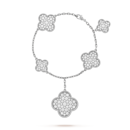 [Luxora]CLOVER 6 MOTIFS SILVER DIAMOND BRACELET