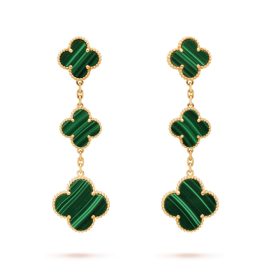 [Luxora]CLOVER MALACHITE 3 MOTIFS GOLD