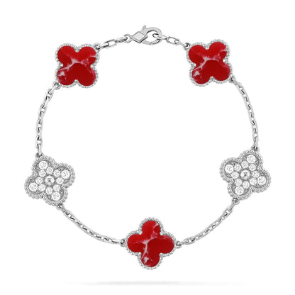 [Luxora]CLOVER 5 MOTIF RED PATTERN BRACELET COLLECTION