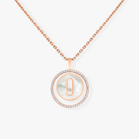 [LUXE]LUCKY MOVE 1 DIAMOND WHITE MOTHER OF PEARL PINK GOLD DIAMOND NECKLACE