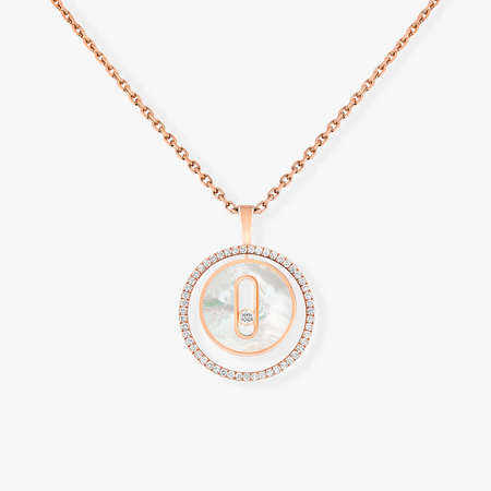 [LUXE]LUCKY MOVE 1 DIAMOND WHITE MOTHER OF PEARL PINK GOLD DIAMOND NECKLACE