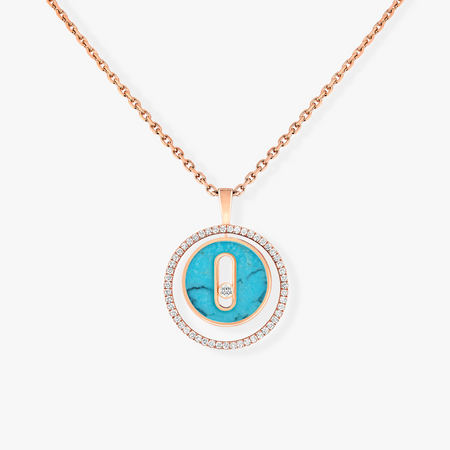 [LUXE]LUCKY MOVE 1 DIAMOND TURQUOISE PINK GOLD DIAMOND NECKLACE