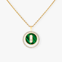 [LUXE]LUCKY MOVE 1 DIAMOND MALACHITE GOLD DIAMOND NECKLACE