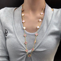 [Luxora]CLOVER 20 MOTIFS PINK MOP NECKLACE