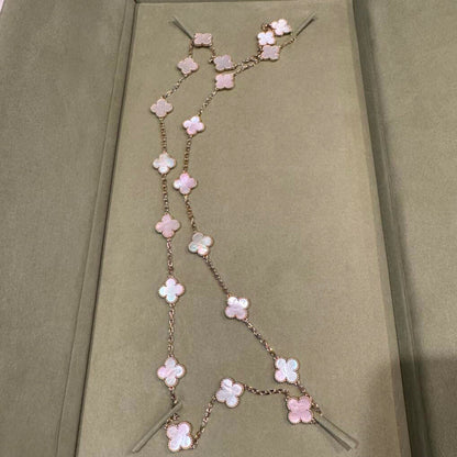 [Luxora]CLOVER 20 MOTIFS PINK MOP NECKLACE