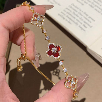 [Luxora]CLOVER 5 MOTIF PINK BLUE RED WHITE BRACELET