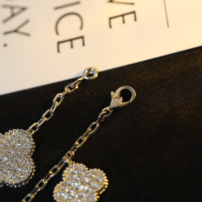 [Luxora]CLOVER BRACELET 5 MOTIF SILVER DIAMOND PAVED