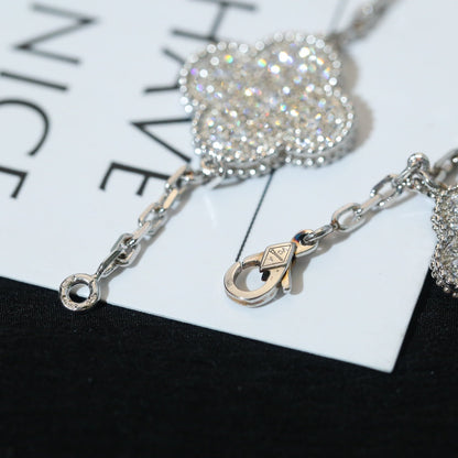 [Luxora]CLOVER BRACELET 5 MOTIF SILVER DIAMOND PAVED