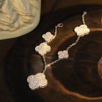 [Luxora]CLOVER BRACELET 5 MOTIF SILVER DIAMOND PAVED
