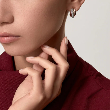 [Luxora]TRINITY HALF DIAMOND  CLASSIC EARRINGS
