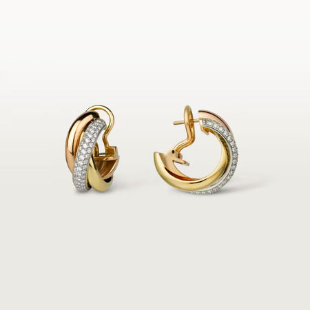 [Luxora]TRINITY HALF DIAMOND  CLASSIC EARRINGS