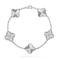 [Luxora]CLOVER 5 MOTIF SILVER DIAMOND BRACELET