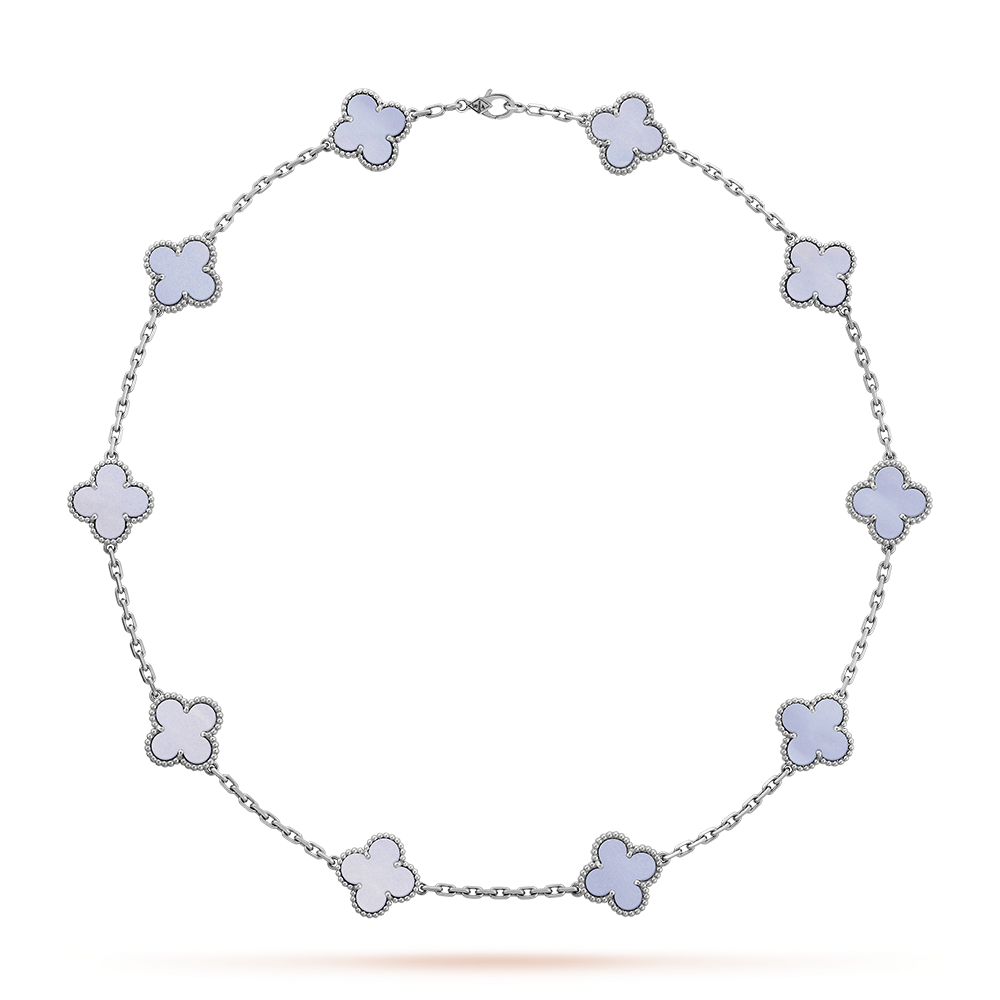 [Luxora]CLOVER 10 MOTIFS BLUE CHALCEDONY NECKLACE