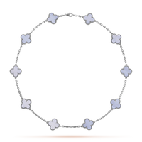 [Luxora]CLOVER 10 MOTIFS BLUE CHALCEDONY NECKLACE